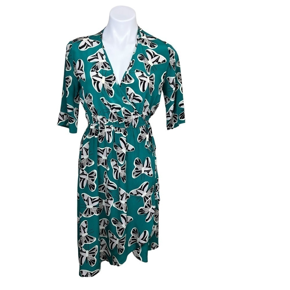 Tucker Silk Butterfly Wrap Dress Green Size S